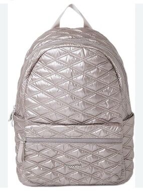 Baggallini Quilted Metallic Rose Gold Backpack